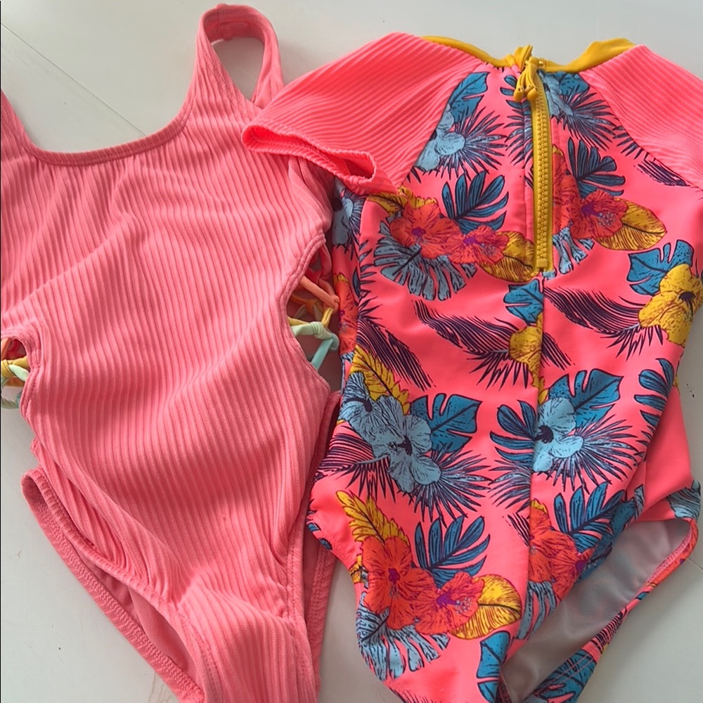 Lot of Pink and Floral Kids' Swimsuits girls 6 (6x) mint condition. Free size 4